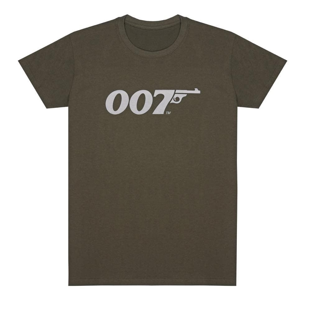 Khaki Green 007 Retro Logo Cotton T-Shirt