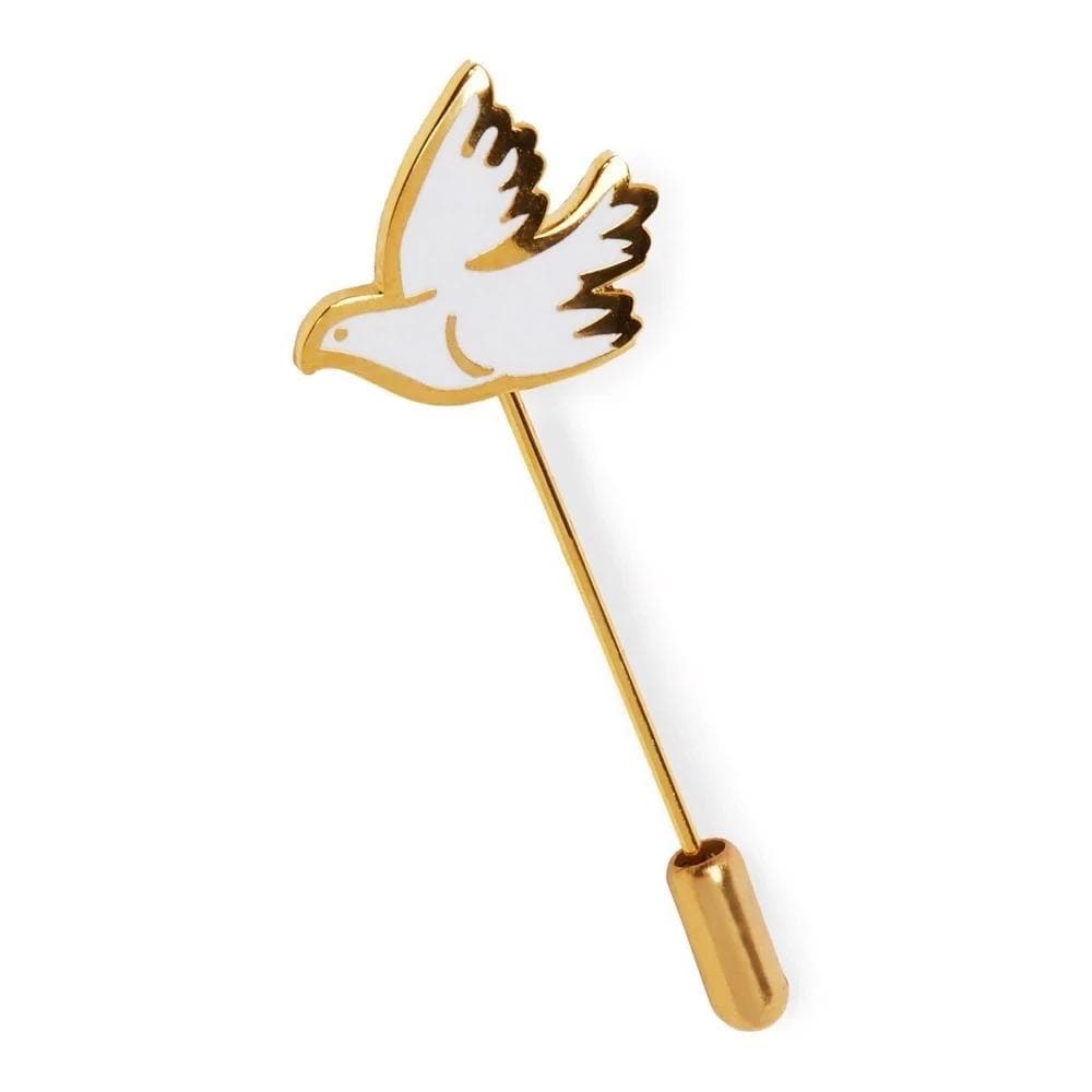 Dove Metal &amp; Enamel Stick Pin - For Your Eyes Only Edition